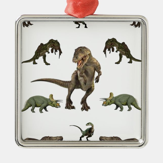 Dinosaur Wrapping Paper Metal Tree Decoration (Front)