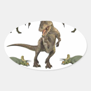 Dinosaur Wrapping Paper Oval Sticker