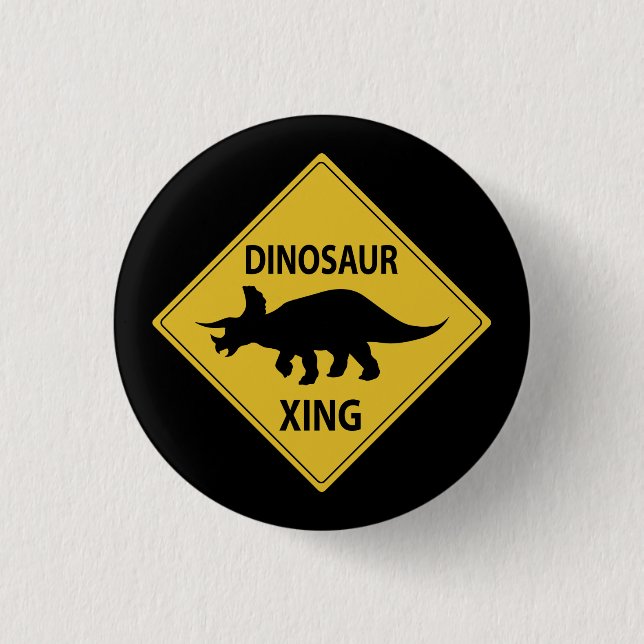 Dinosaur Xing 3 Cm Round Badge (Front)