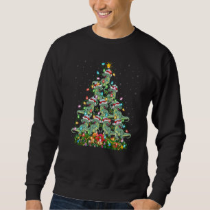 Dinosaur  Xmas Lights Santa Dinosaur Christmas Tre Sweatshirt