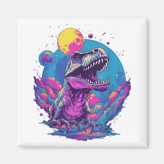 Dinosaur Xmas Tree Buffalo Plaid Trex Dinosaur Chr Magnet (Front)