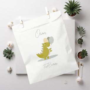 Dinosaur Yellow Green Grey First Birthday Favour Bags