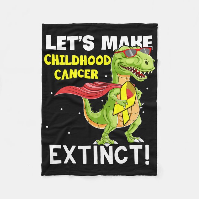 Dinosaur Yellow Ribbon Childhood Cancer Awareness  Fleece Blanket (Front)