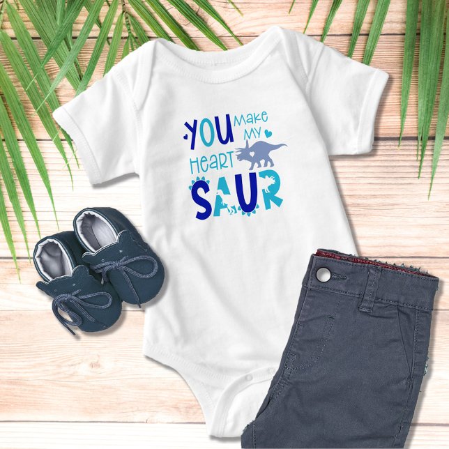 Dinosaur You Make My Heart Saur Cute Boy Baby Bodysuit (Creator Uploaded)