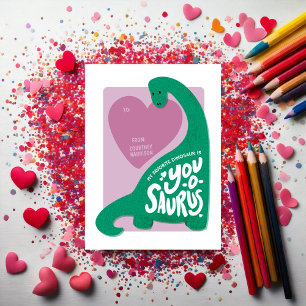 Dinosaur "You-o-saurus" Classroom Valentines Card