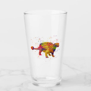 dinosaurio Ankylosaurus silueta en acuarela Glass