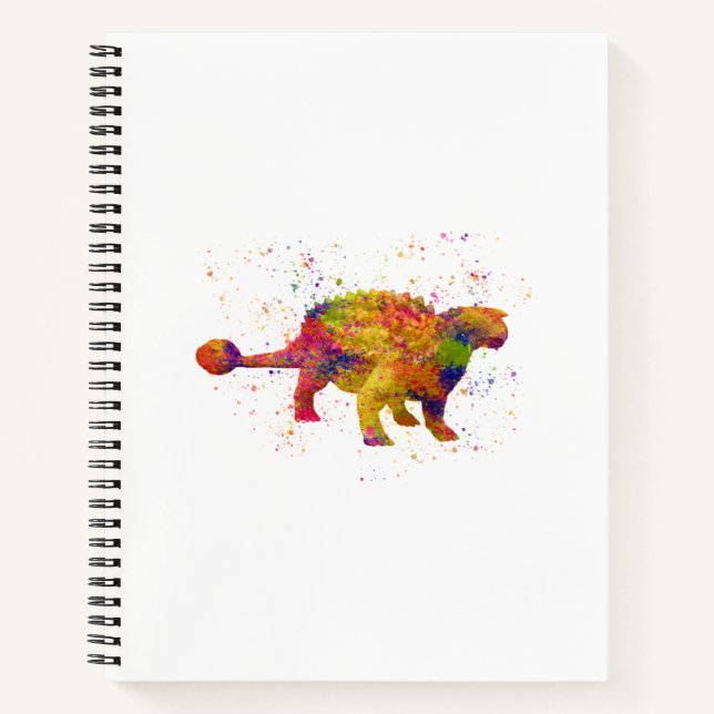 dinosaurio Ankylosaurus silueta en acuarela Notebook (Front)