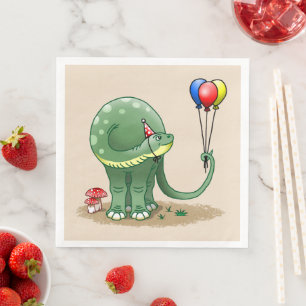 Dinosaurs and Balloons Birthday Napkin