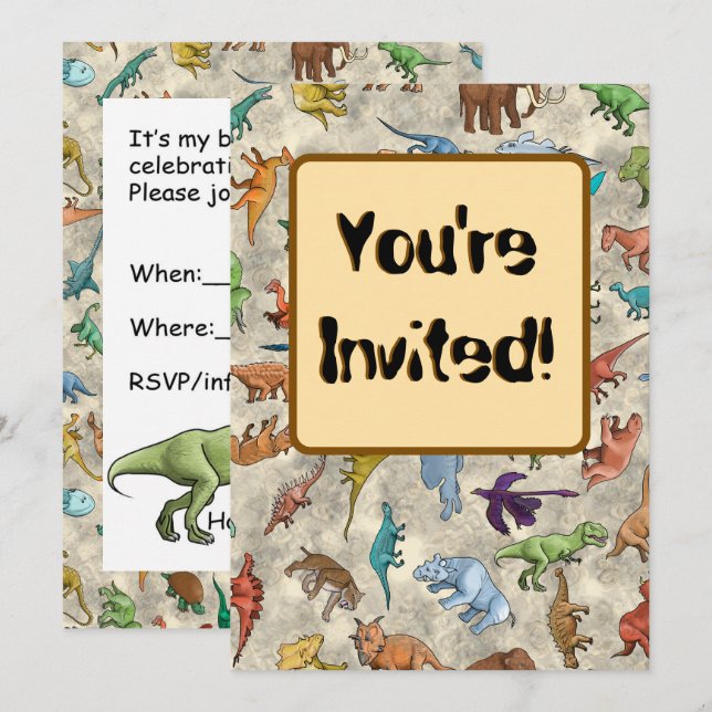 Dinosaurs and Prehistoric Animals Invitation (Front/Back)