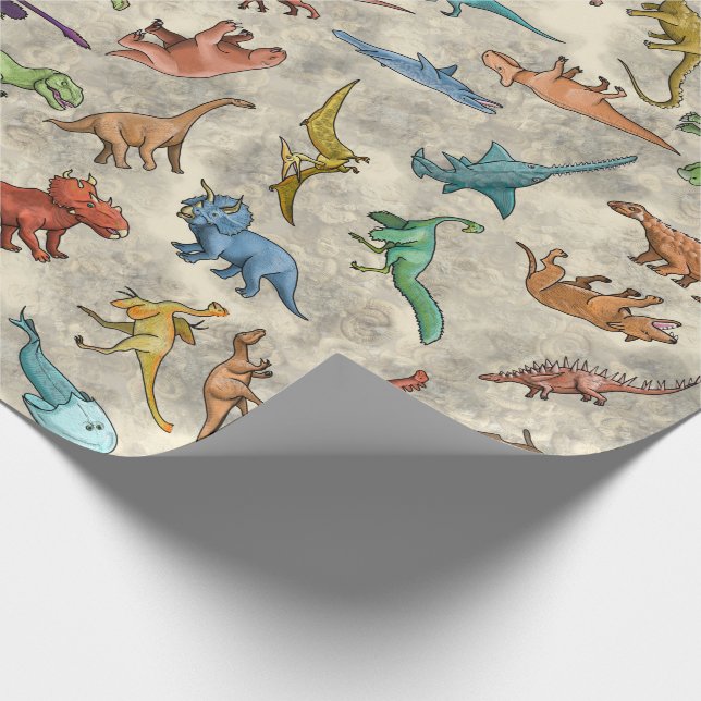 Dinosaurs and Prehistoric Animals Wrapping Paper (Corner)