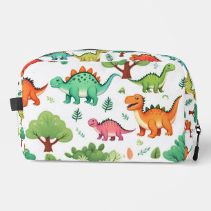 Dinosaurs and trees pattern white dopp kit