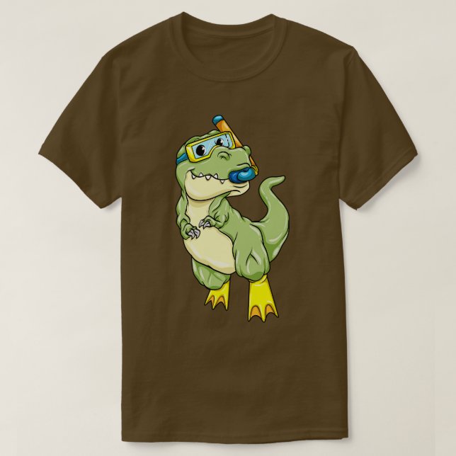 Dinosaurs at Diving with Swimming goggles T-Shirt (Design Front)
