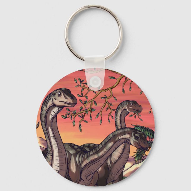 Dinosaurs at Dusk Key Ring (Front)