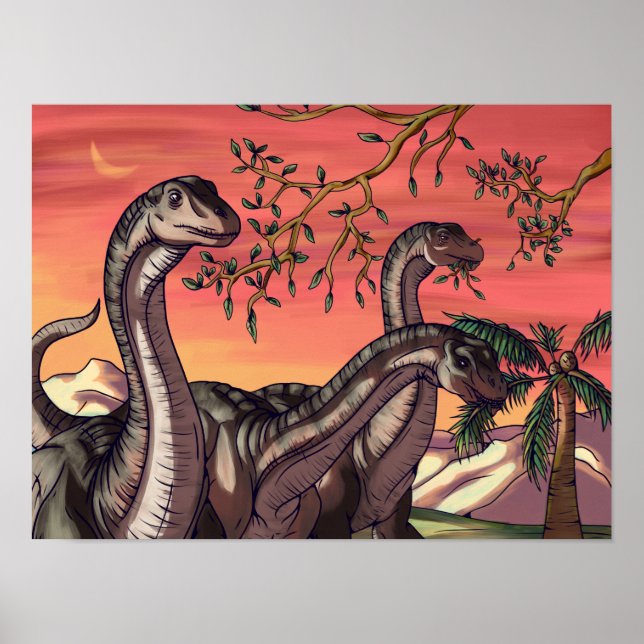Dinosaurs at Dusk Poster (Front)