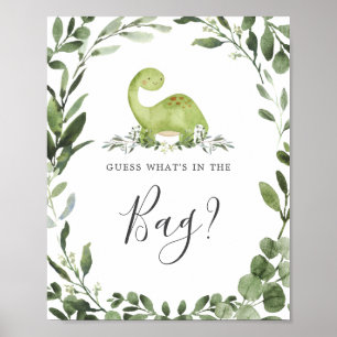 Dinosaurs Baby Shower Guess What's in the Bag Game Poster