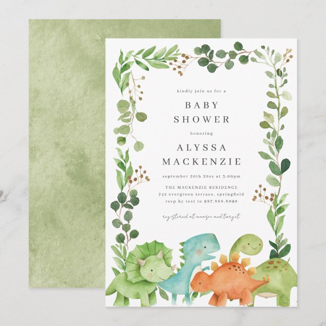 Dinosaurs Baby Shower Invitation (Front/Back)