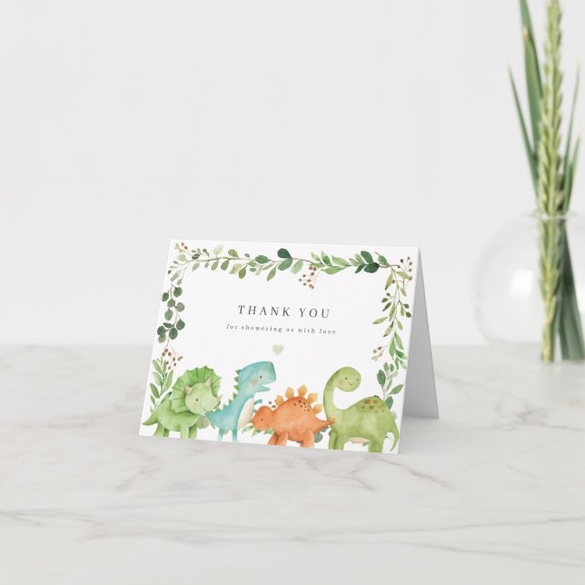 Dinosaurs Baby Shower Thank You Card (Front)