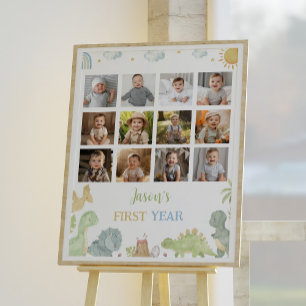 Dinosaurs Birthday First Year Photo Milestone Sign