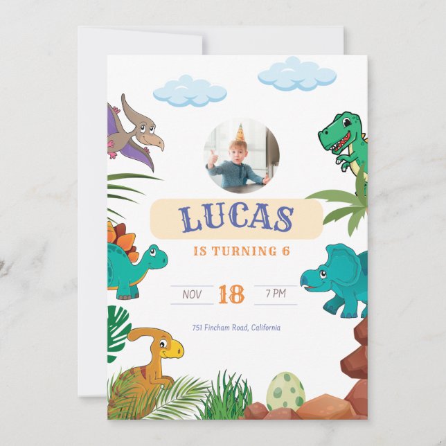 Dinosaurs Birthday invitation (Front)