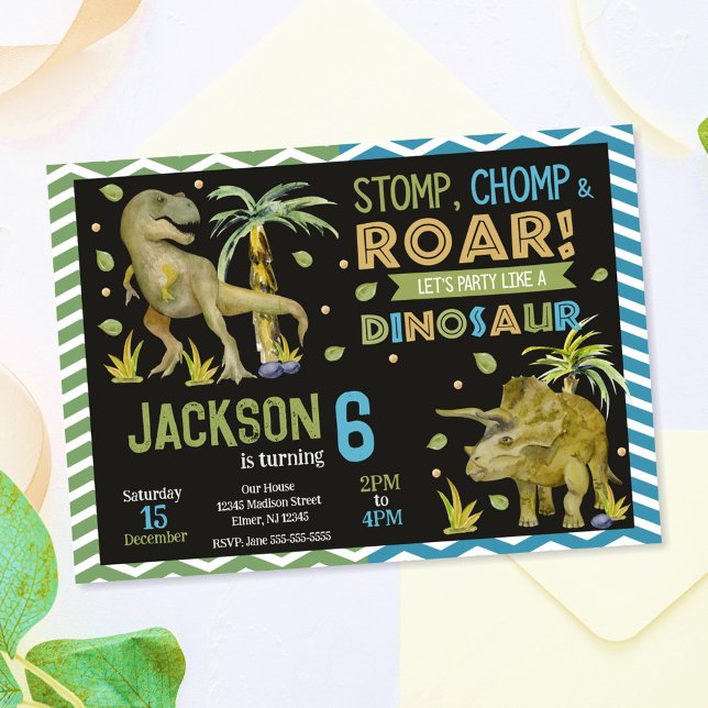 Dinosaurs Birthday Invitation | T-rex | Triceratop (Creator Uploaded)