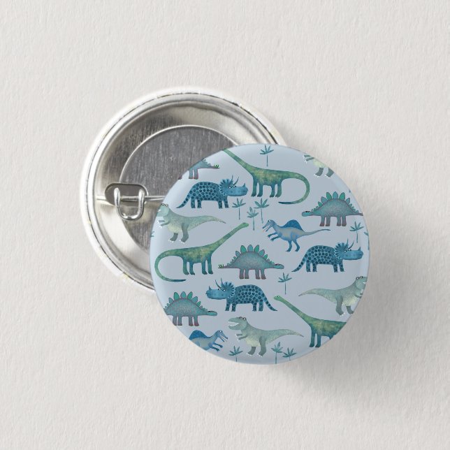 Dinosaurs Blue Button (Front & Back)