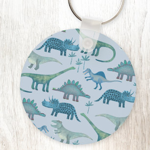 Dinosaurs Blue Key Ring