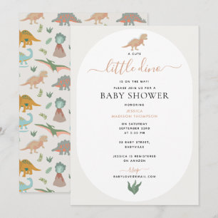 Dinosaurs Boho Little Dino On the Way Baby Shower Invitation