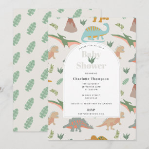 Dinosaurs Boho Prehistoric Animals Baby Shower Invitation