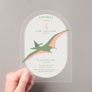 Dinosaurs Boho Prehistoric Party Animals Birthday Acrylic Invitations