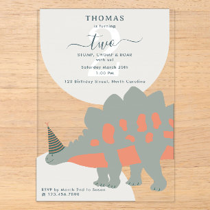 Dinosaurs Boho Prehistoric Party Animals Birthday Acrylic Invitations