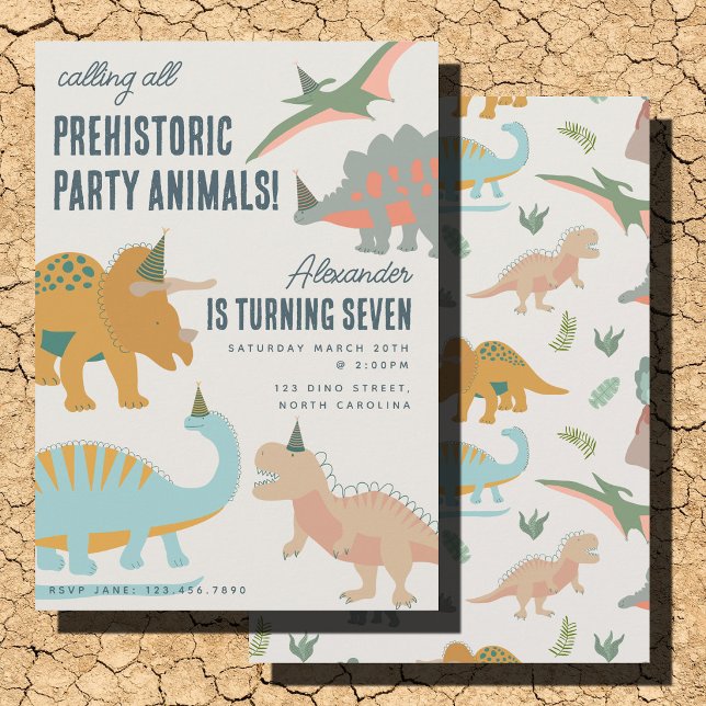 Dinosaurs Boho Prehistoric Party Animals Birthday Invitation (Dinosaurs Boho Prehistoric Party Animals Birthday Invitation)