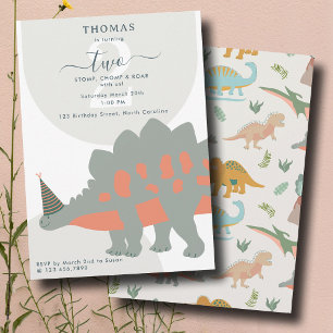 Dinosaurs Boho Prehistoric Party Animals Birthday Invitation
