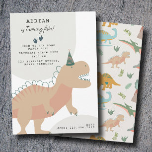 Dinosaurs Boho Prehistoric Party Animals Birthday Invitation