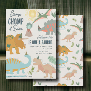 Dinosaurs Boho Prehistoric Party Animals Birthday Invitation