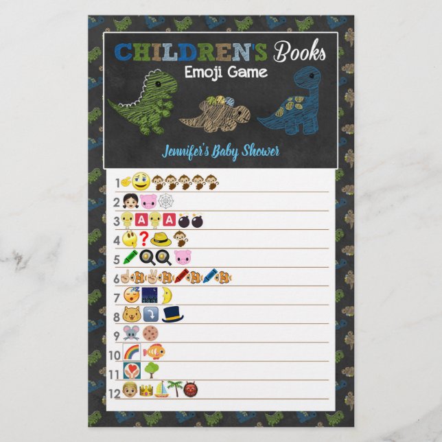 Dinosaurs Chalkboard Children's Books Emoji Game (Front)