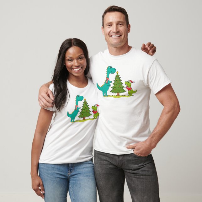 Dinosaurs Christmas Celebrating T-Shirt (Unisex)