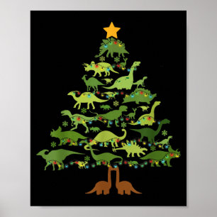 Dinosaurs Christmas Kids Christmas Tree Funny Love Poster