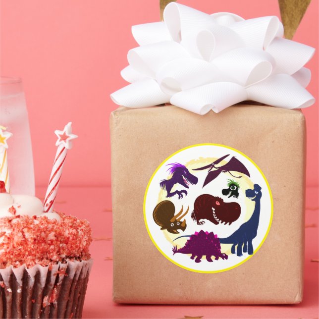 Dinosaurs Classic Round Sticker (Party)