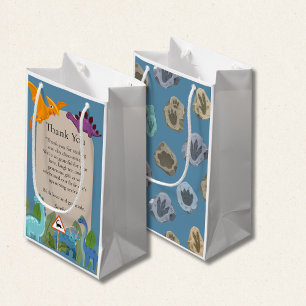 Dinosaurs Crossing, T-rex Baby Shower Small Gift Bag