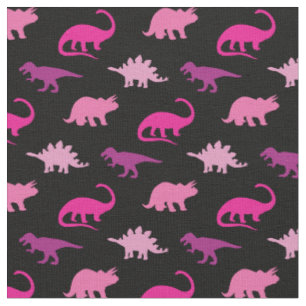 Dinosaurs Cute Silhouettes Pink Girls Kids Fabric