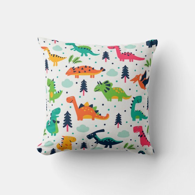 Dinosaurs  Dino Cartoon Kids Jurassic Elasmosaurs Cushion (Front)