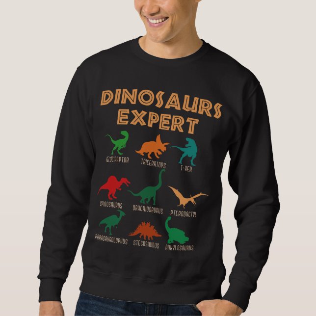 Dinosaurs Expert Boys Girls Dino T-rex Spinosaurus Sweatshirt (Front)