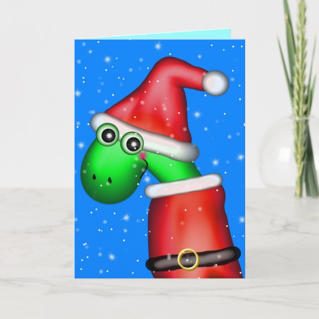 Dinosaur's First Snow Fall Holiday Card (Front)