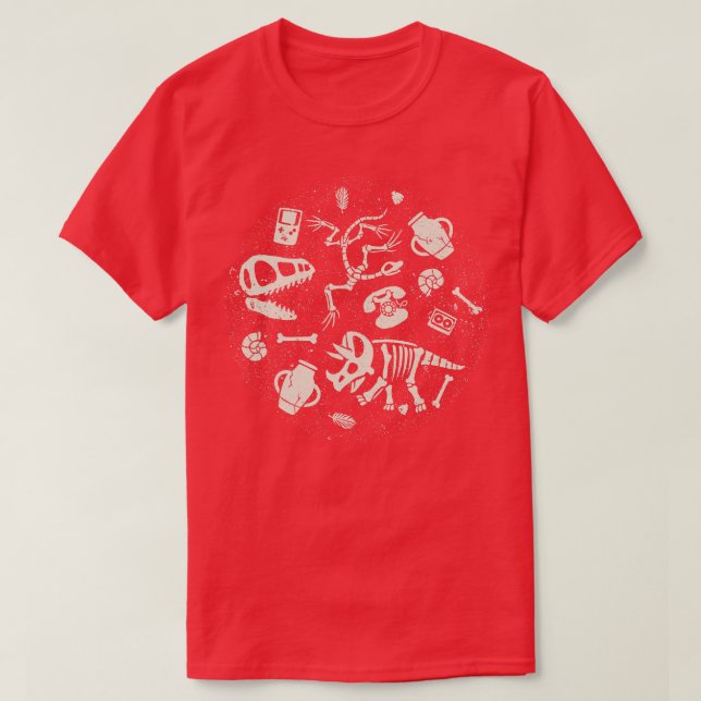 Dinosaurs Fossils Vintage Technology T-Shirt (Design Front)
