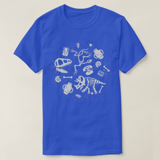 Dinosaurs Fossils Vintage Technology T-Shirt (Design Front)
