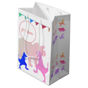 Dinosaurs Girl Boy party Flags Custom Medium Gift Bag