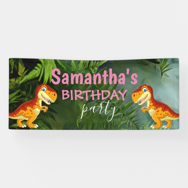 Dinosaurs Girl Pink Banner (Horizontal)