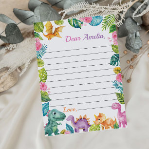 Dinosaurs Girl Time Capsule Note Message Card