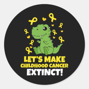Dinosaurs Gold Ribbon Let's Make Childhood Cancer  Classic Round Sticker