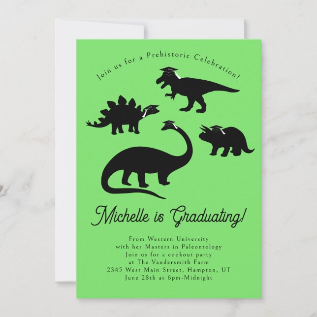 Dinosaurs Graduation Party Invitation (Front)